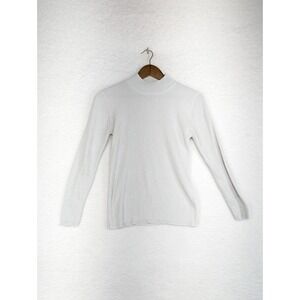 VTG 90s‎ Y2k Worthington Ribbed Ivory Mock Neck Sweater Women's M